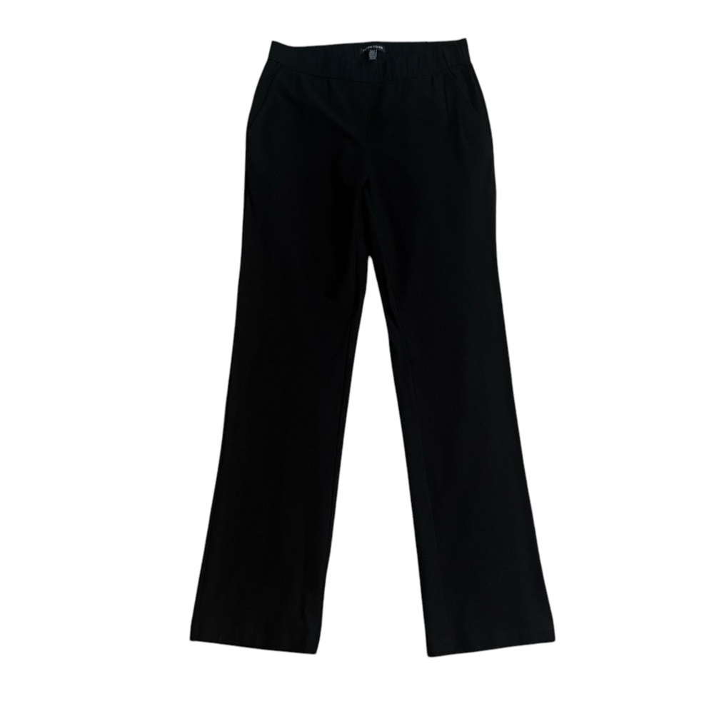 Eileen Fisher Black Straight Pant with Stretch Elastic Waistband Womens Size XS - Picture 2 of 12